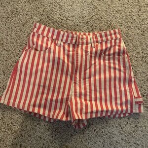 Wrangler pinstripe red and white denim shorts